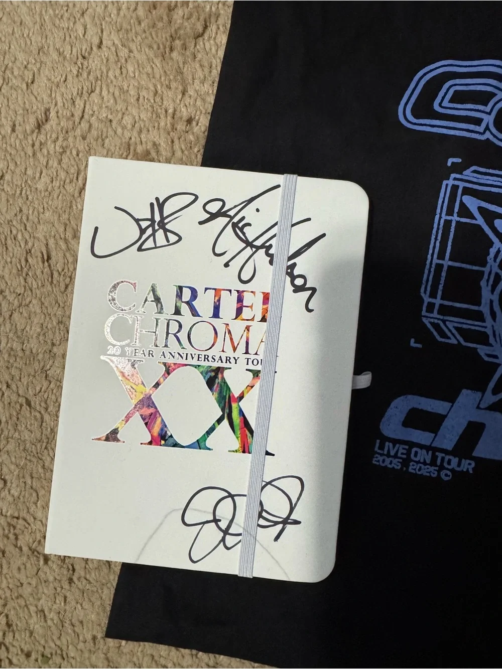 Cartel the band Chroma Black Graphic Tote Bag & Autographed Notebook
